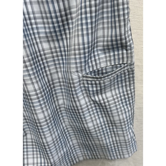 PGA Tour Golf Shorts Mens 38 BLUE BLACK CHECK Flat Front Button closure - Picture 5 of 8
